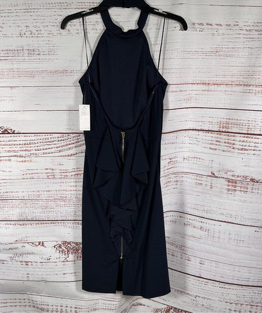 NWT Alex & Eve Navy Blue Halter Dress Size 6 Retail $179