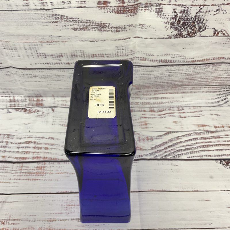 Cris Clear Cobalt Blue Square Pillow Vase 8"