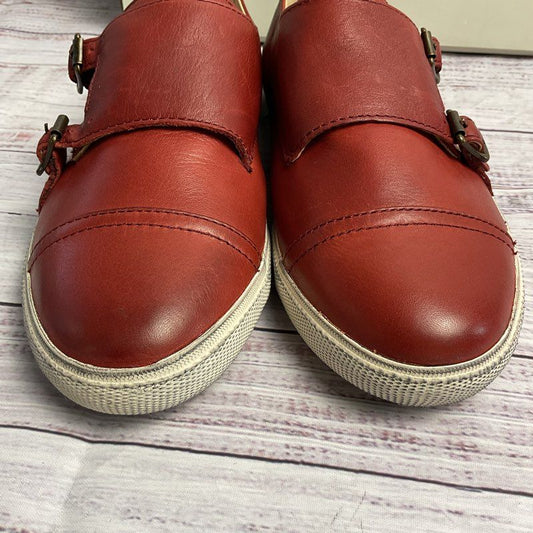 Frye Mindy Monk Burnt Red Tumbled Leather Buckle Shoe Women's Size 7