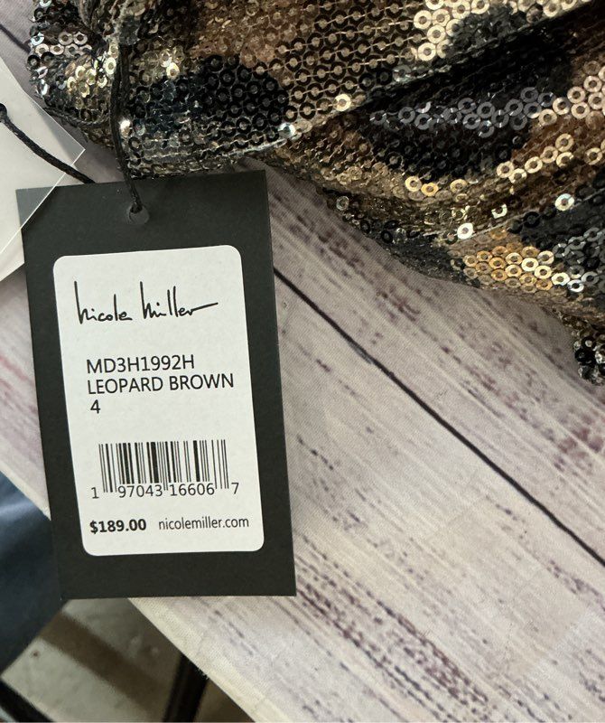 NWT Women's Nicole Miller Animal Print Sequined Dress Size 4 Retail $189