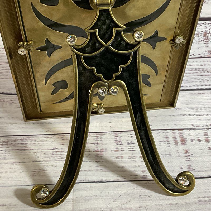 VTG. COSMO Collection Brass Enamel & Rhinestone 5.5" x 3.5" Picture Frame