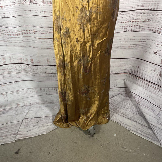 NWT Azazie Atelier Rochelle Antique Gold Spaghetti Strap Maxi Dress - Size 12