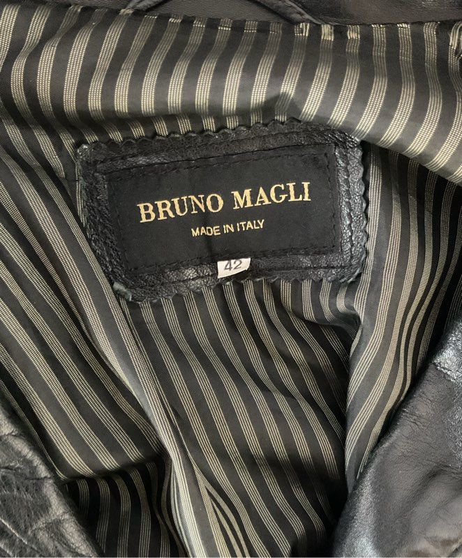 Men's Bruno Magli Black Leather Jacket Size 42 US Size 32/M