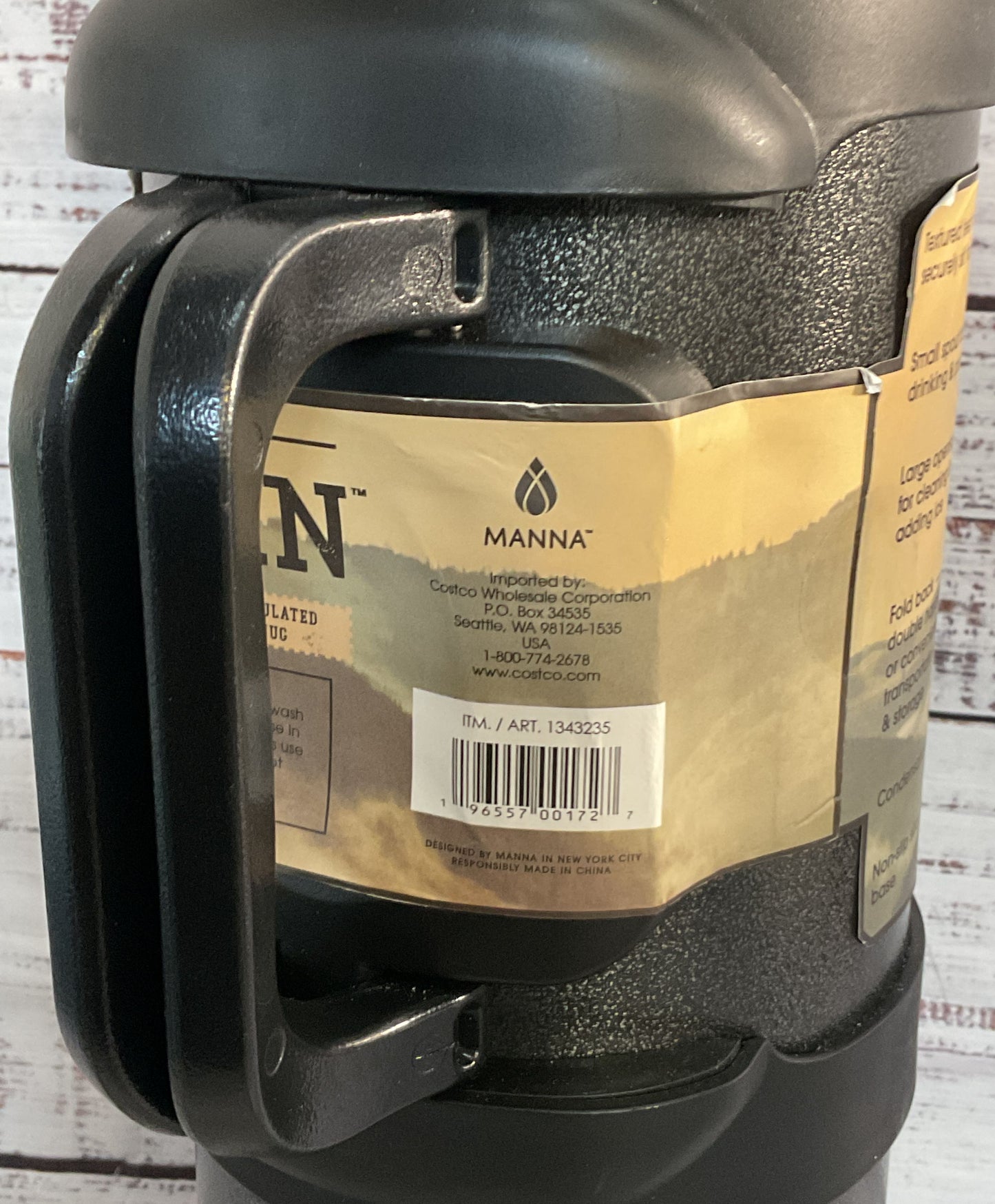 Manna Titan 1.05 Gallon Insulated Thermos Jug Stainless Steel 4 Liter Black
