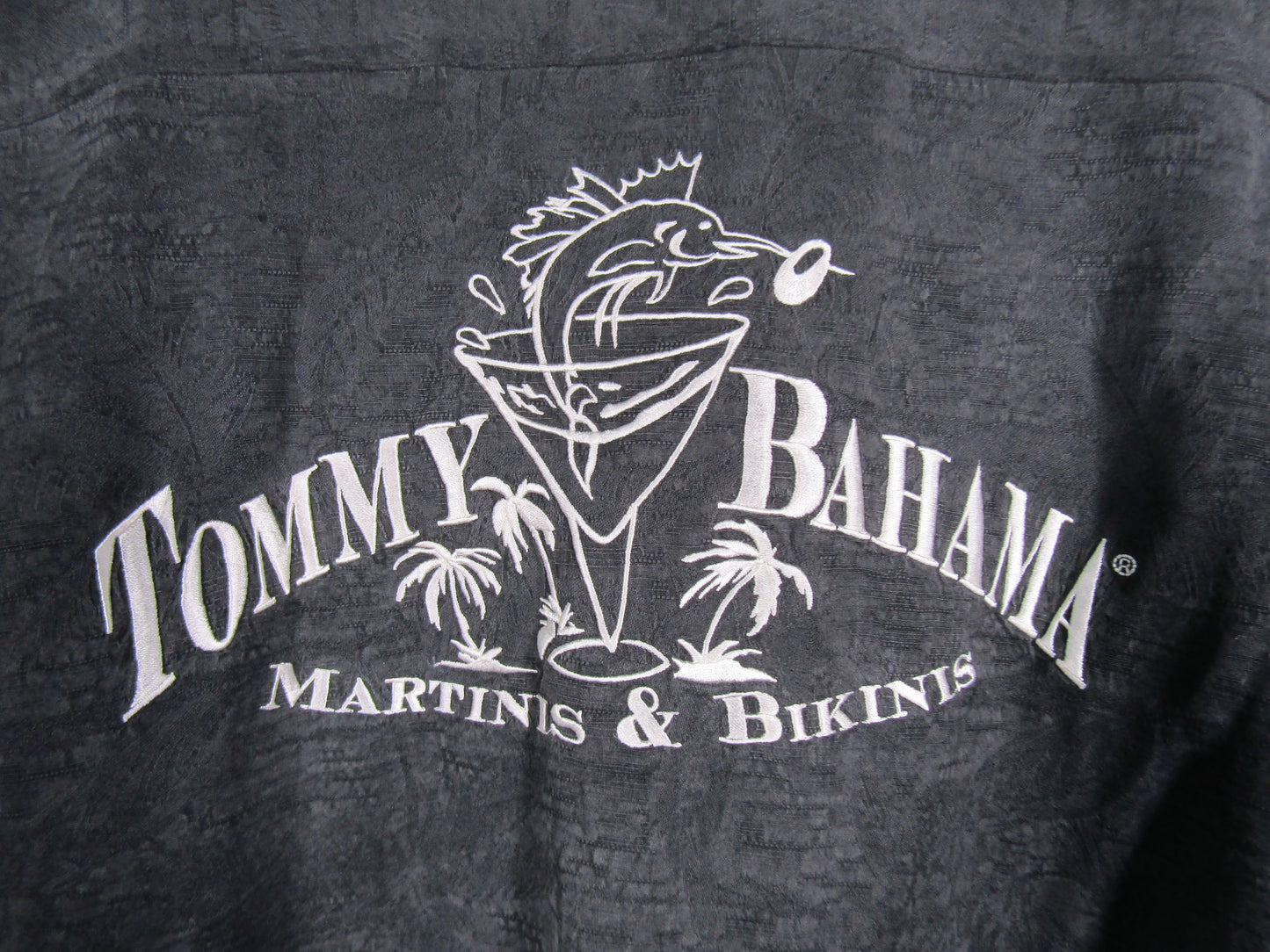 Tommy Bahama Martinis & Bikinis Men's Dark Gray Short Sleeve Button Down Shirt