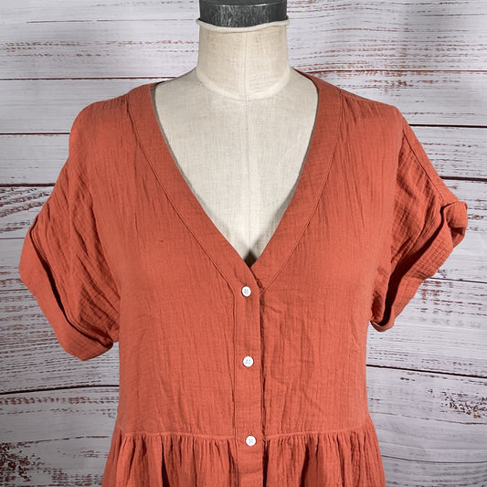 NWT MADEWELL Women's Orange Lightspun Colette Dress- SZ L