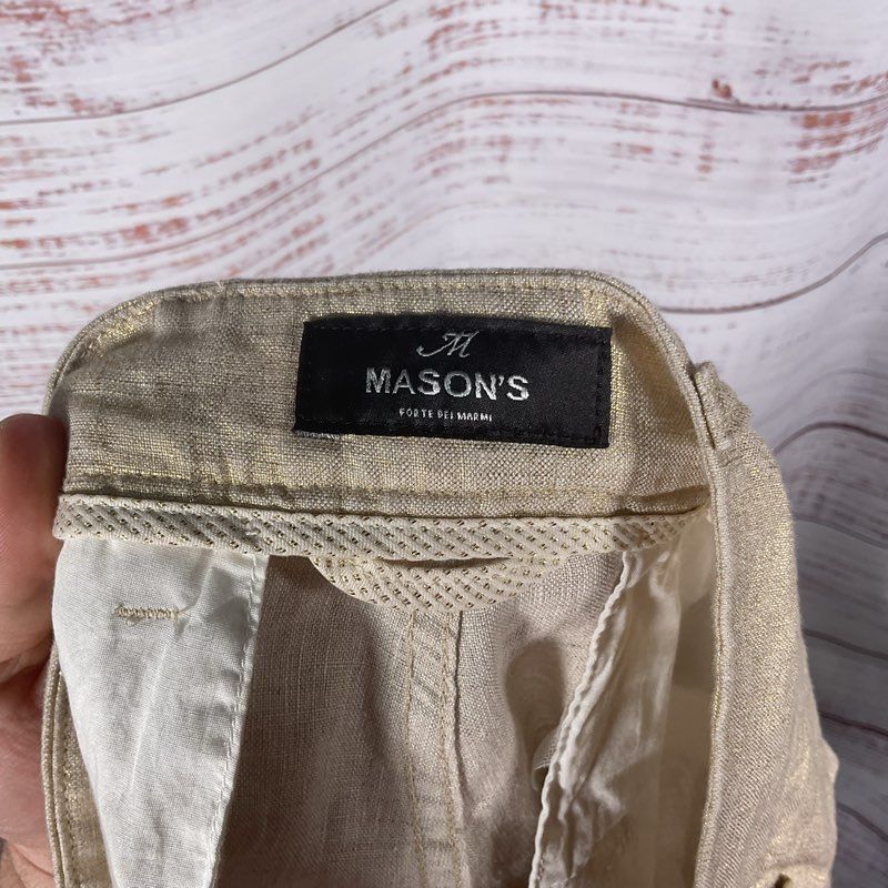 Mason's Shimmer Beige Two Tone Studded Pocket Cargo Pants - Size 44