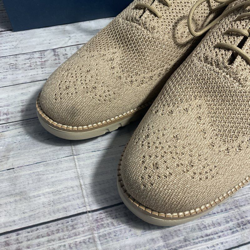 Cole Haan Zerogrand Stitchlite Oat Beige Knit Wingtip Oxford Casual Shoe Men 10