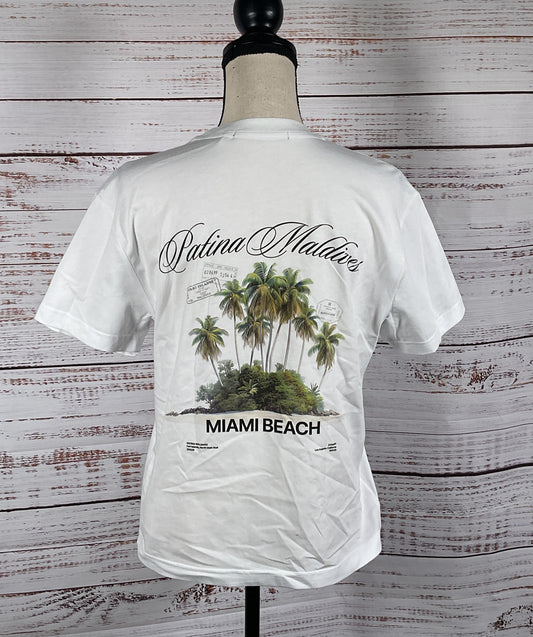 STAMPD Patina Maldives Miami Beach T Shirt White S