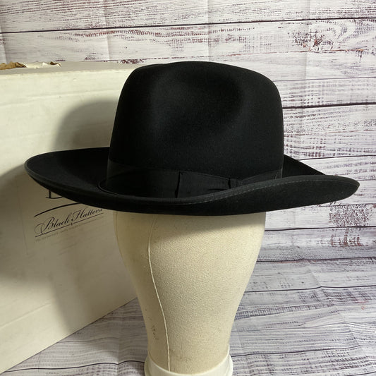 VTG. BORSALINO Men's Black Fedora Hat- SZ 22"