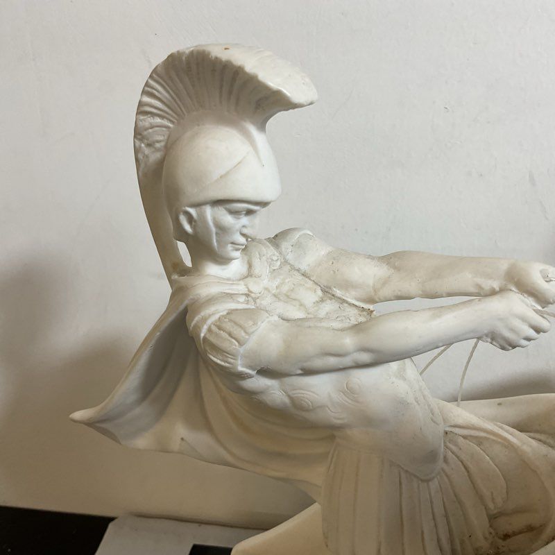 VTG. Signed A. SANTINI Roman Chariot Gladiator Horses Sculpture- 16.5" x 11.5"
