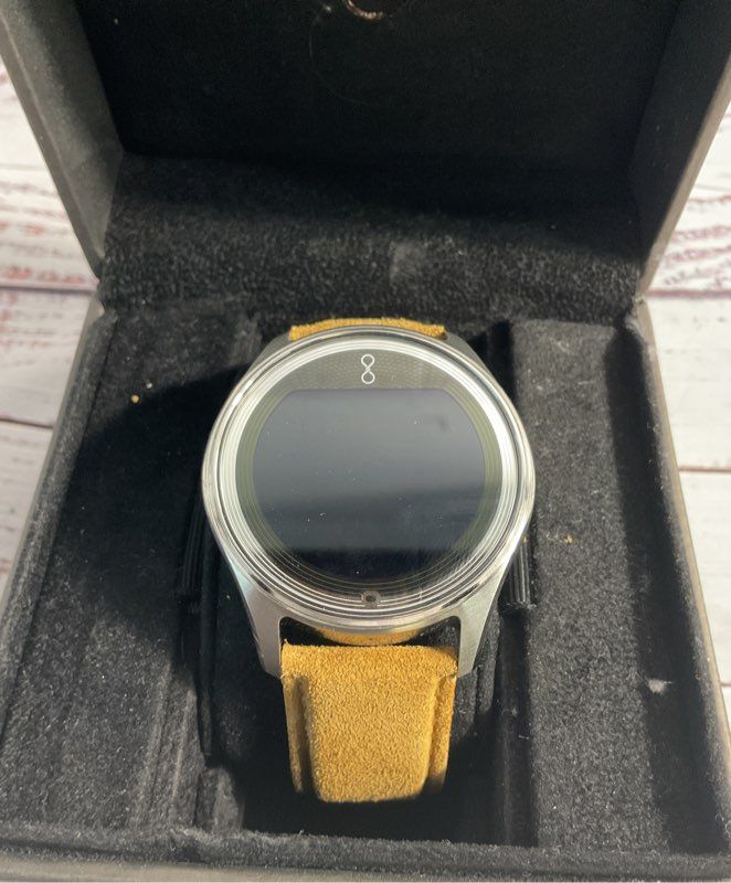Olio Silver Tone Smart Watch With Leather Strap and Box