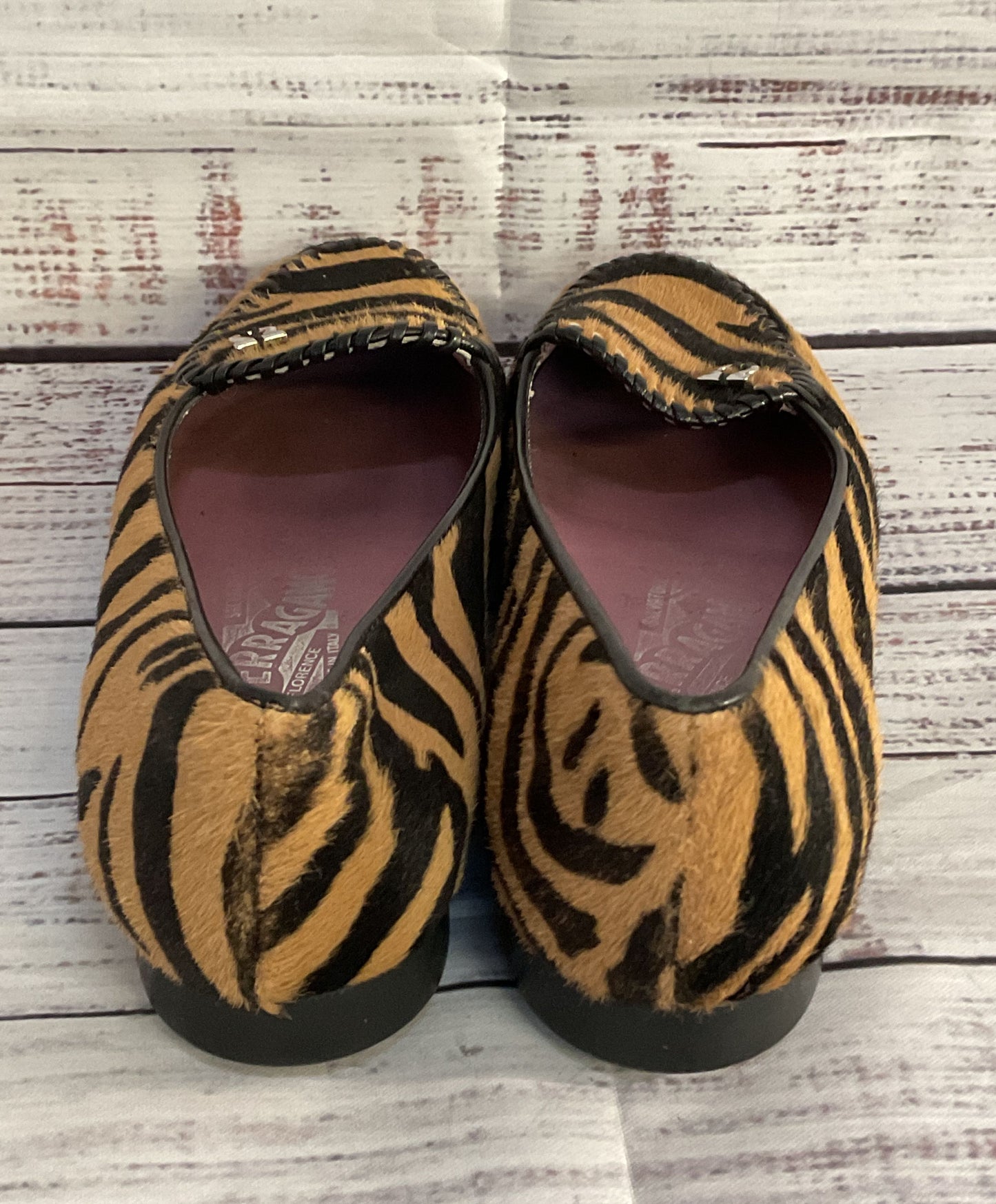 Salvatore Ferragamo Pony Hair Tiger Stripe Penny Loafer Flats Multicolor 5