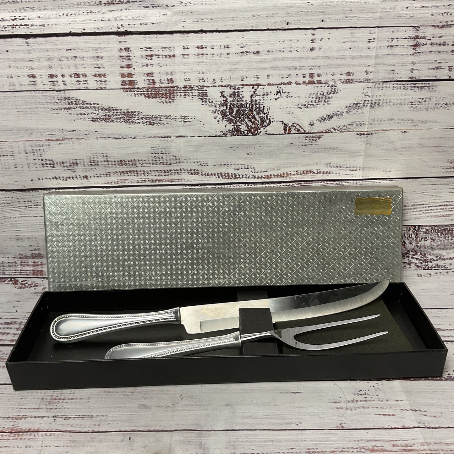 Towle Stainless Steel Fork and Knife Carving Set Engraved NAIC Zone II 1977