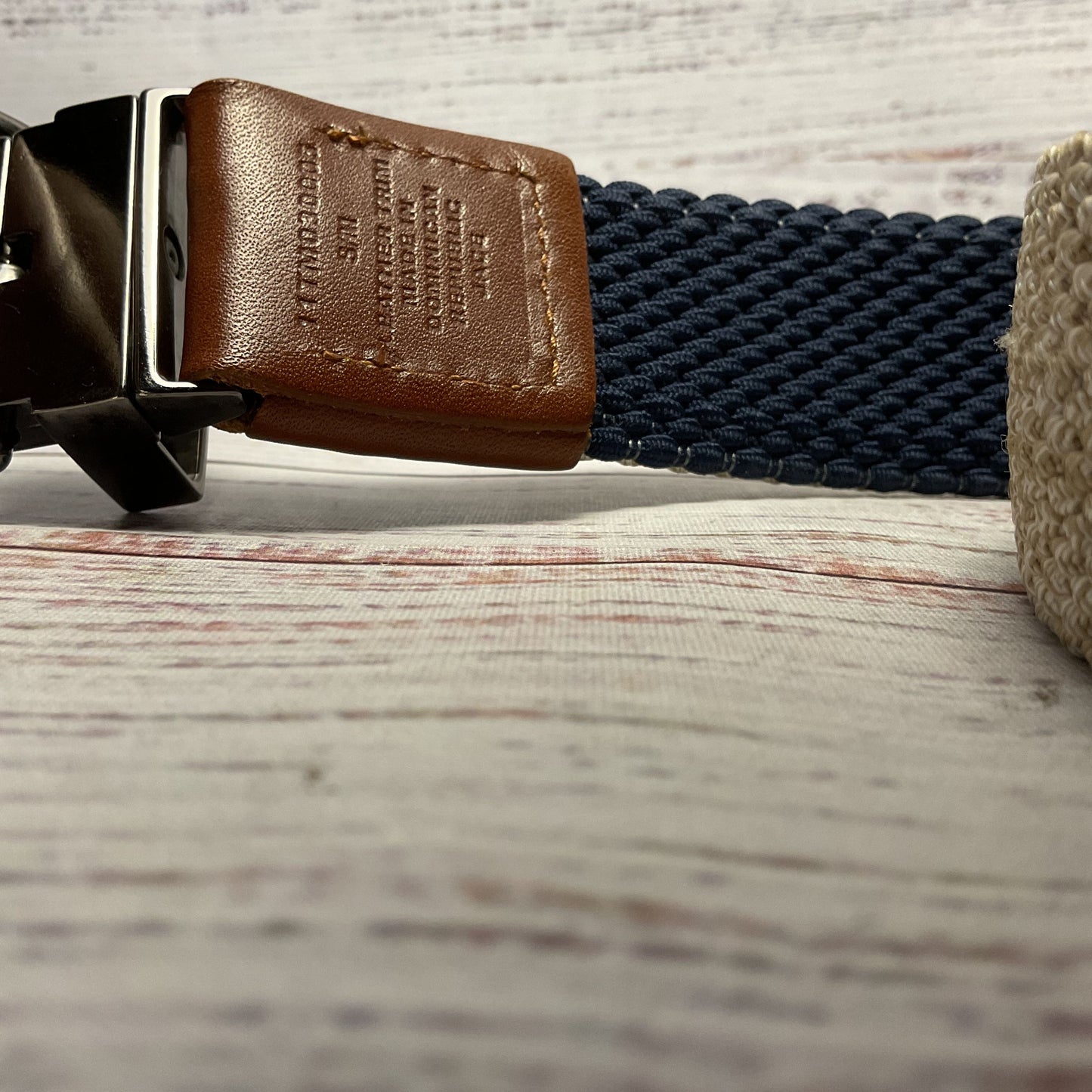 Tommy Bahama Tan Navy Blue Woven Cord Reversible Belt - Size S/M