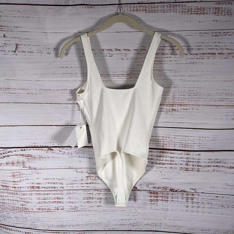 NWT Good American Modern Tank Scuba Bodysuit Romper Swimsuit White Women's sz 1