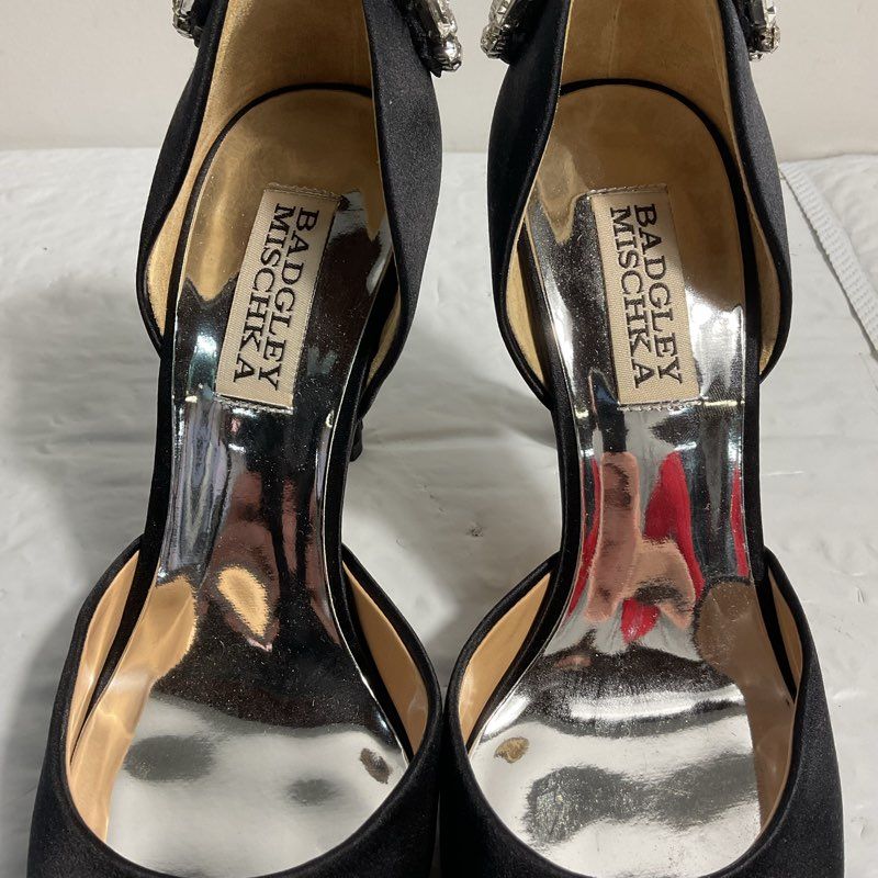 Badgley Mischka Black Parker Pump Crystal Embellished Heels Women's Size 5