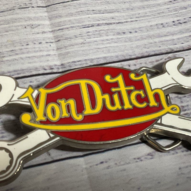 VTG. VON Silver Tone Wrench Belt Buckle- 4.75"
