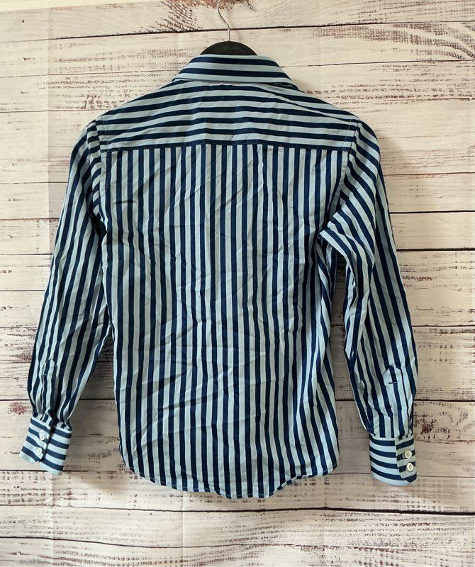 Boy's Robert Graham Blue Striped Button Down Shirt Size S/8