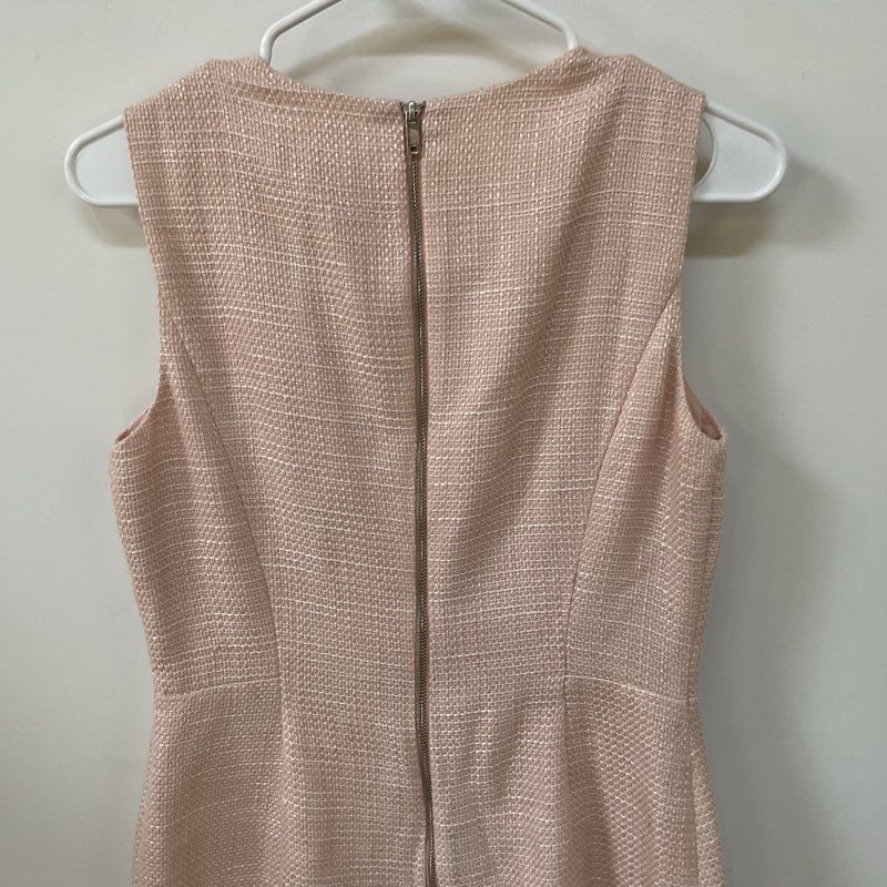NWT DKNY Women's Peach Tweed Shift Dress with Flower Brooch- SZ 4