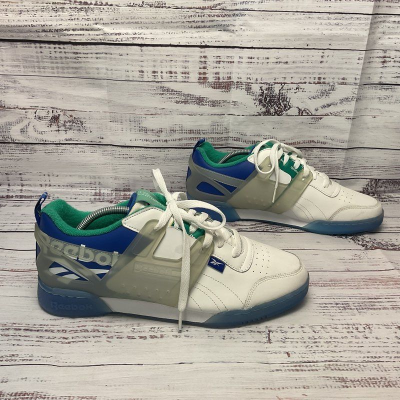 Reebok Workout Plus ATI White Humble Blue Sneaker Athletic Shoe Men Size 10.5
