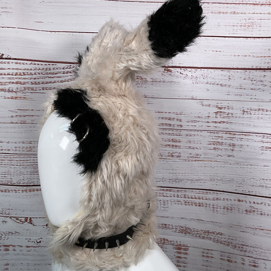 CFIERCE Faux Fur Studded Choker Punk Bunny Hoodie Hat