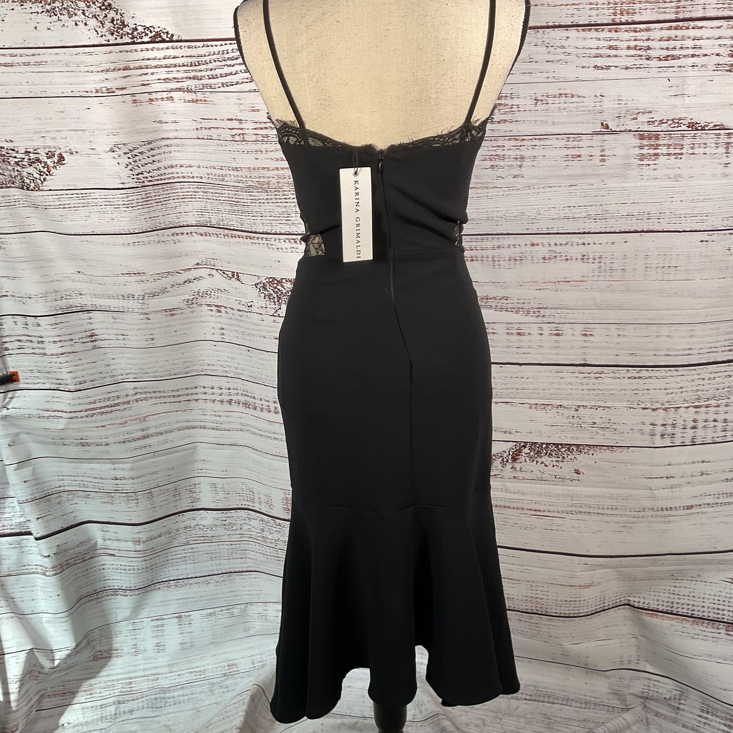 Karina Grimaldi Black Lace Bodycon Back Zip Dress - Size XS B:15.5" W:"12 New