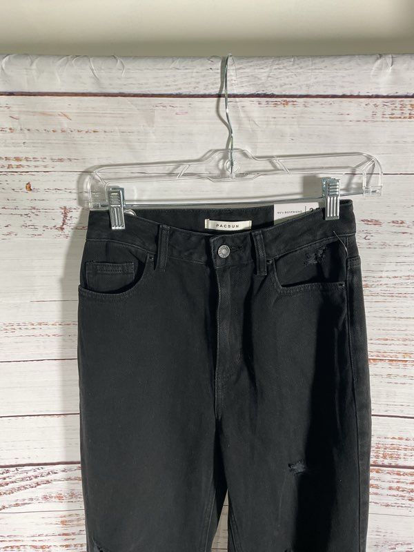 NEW Pacsun Women's 90's Boyfriend Jeans Distressed Black Size 25