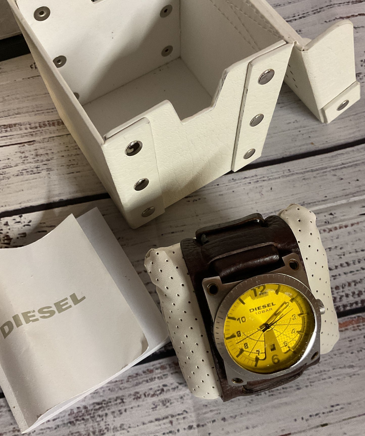 DIESEL 10 Bar DZ-1213 Stainless Steel Brown Leather Band Watch