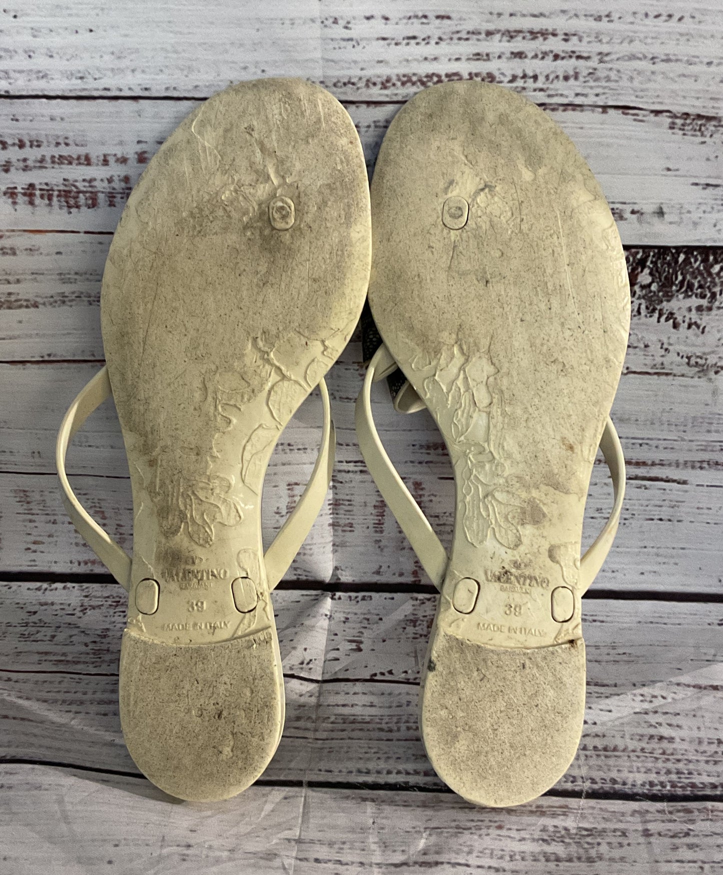 Valentino Lace Bow Rubber Thong Sandals Multicolor 8.5