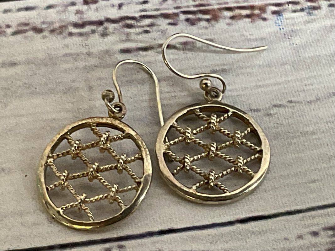 Sterling Silver Rope Weave 1 3/8" Dangle Earrings- 4.37g