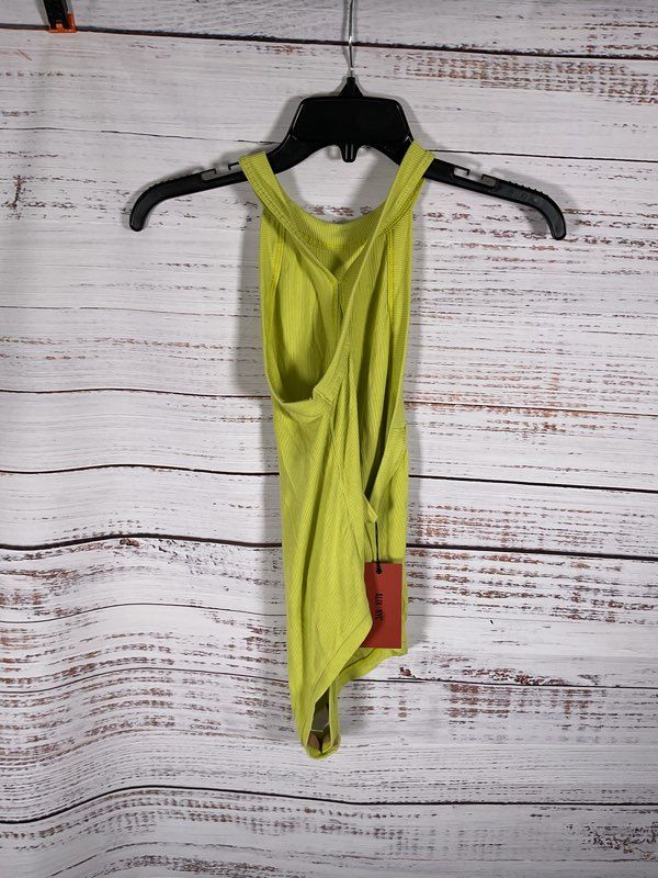 New ALIX NYC Paxton Ribbed Stretch-Modal Jersey Bodysuit Lime Green Size XS