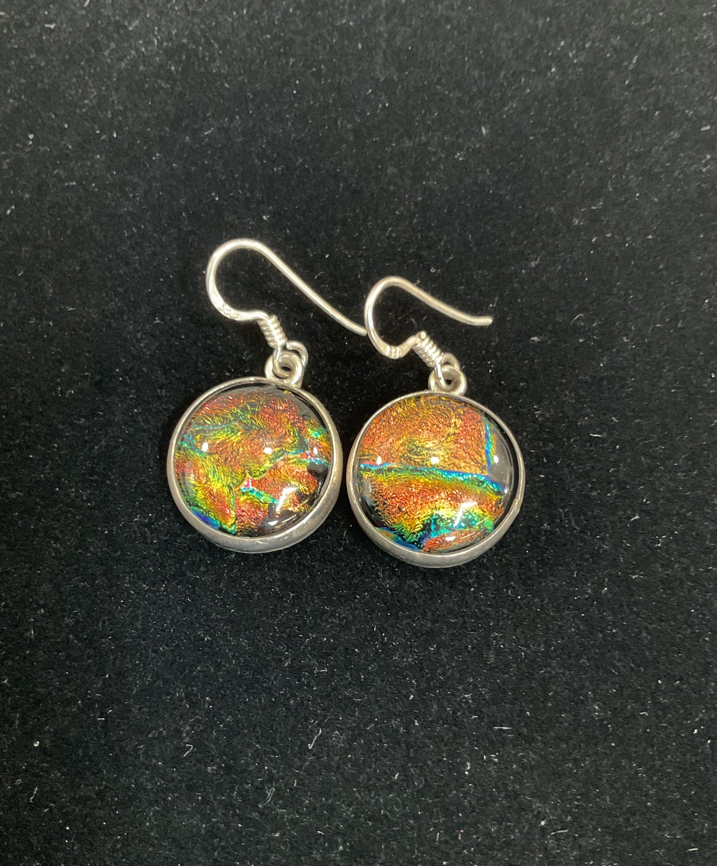Artisan Handcrafted Sterling Silver Dichroic Glass Drop Dangle Earrings