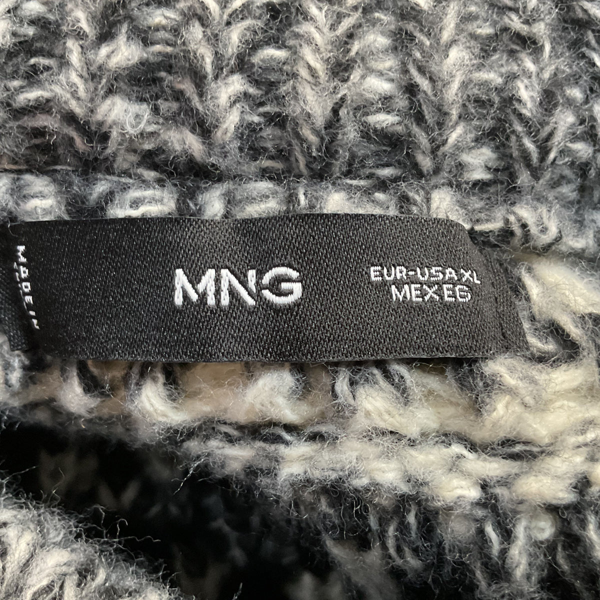 MNG Women's Gray Black White Pullover Knit Sweater- SZ L