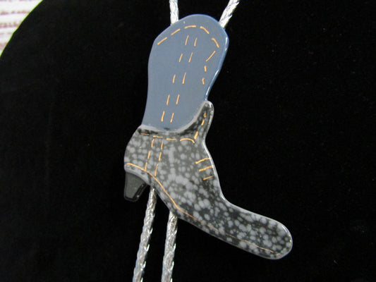 Vintage Bola Bola Manika Glass Cowboy Boot Bolo Tie