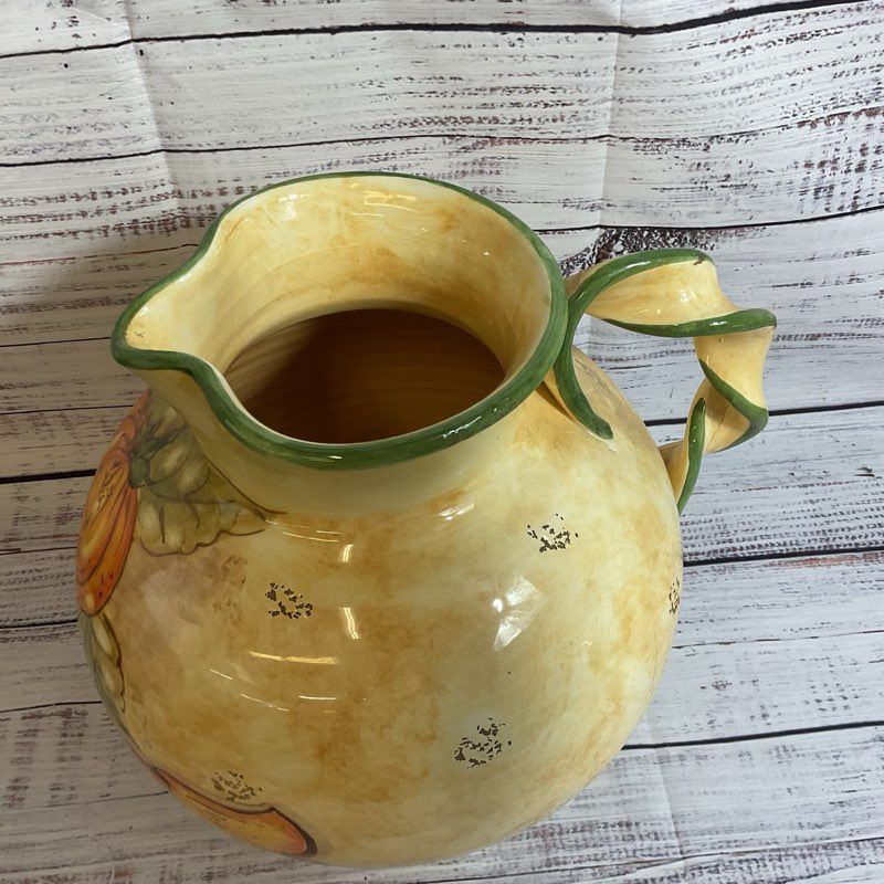 VTG. Italian Majolica Decorative Water Pitcher - 10.5"