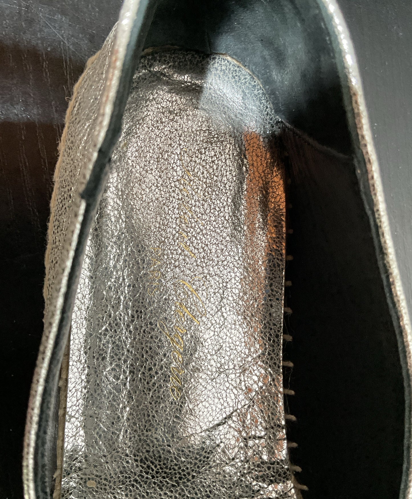 Robert Clergie Etoile Silver Pebble Leather Sneaker Espadrilles Shoe Women Size9