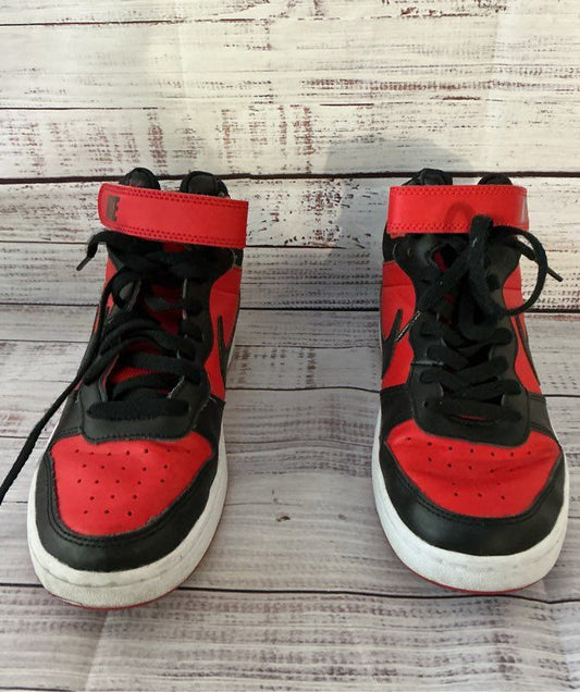 Big Kids Nike Court Borough Mid 2 Black And Red Sneaker Size 6Y