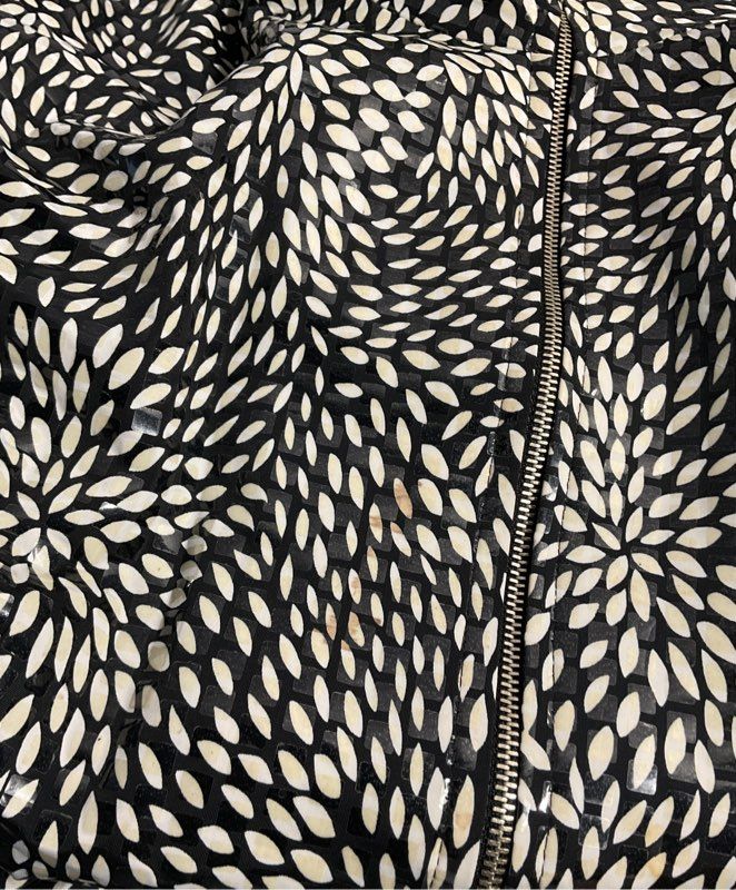 Misook Women's Black & White Floral Print Polyester Blend Full Zip Jacket Sz L