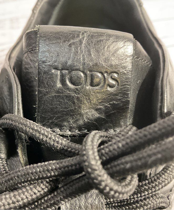 Tod's Black Leather Lace Up Sneakers - Men's Size 10 1/2