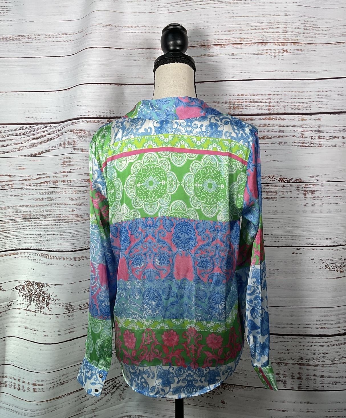 NWT Industry Republic Patchwork Print Long Sleeve Button-Down - Size Medium