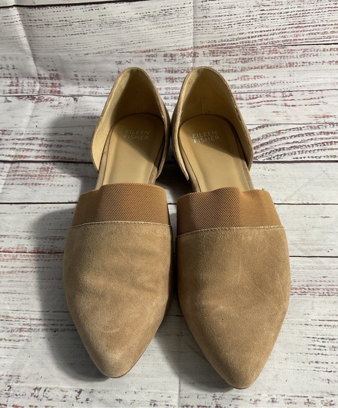 Eileen Fisher Shoes Women's Flute Pointed Toe D'Orsay Flats Brown Suede Size 7.5