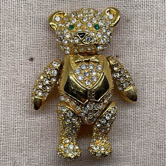 JOAN RIVERS Gold Tone Rhinestone Articulated Movable Arms, Legs, Head Brooch