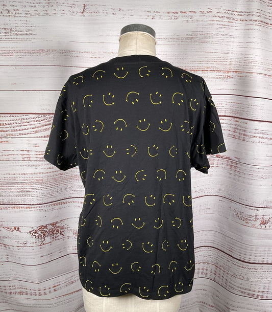 Sandro Smiley Face-Print Organic-Cotton T-Shirt Black L