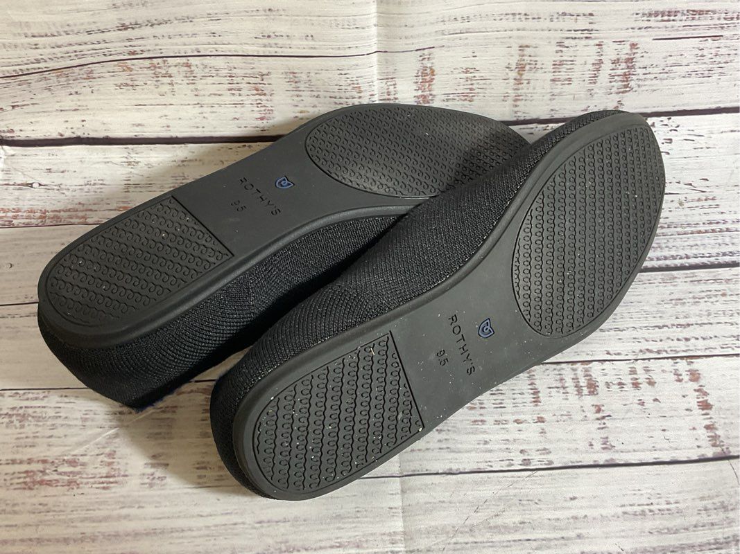 ROTHYS Women's Black Knit Flat Shoes- SZ 9.5
