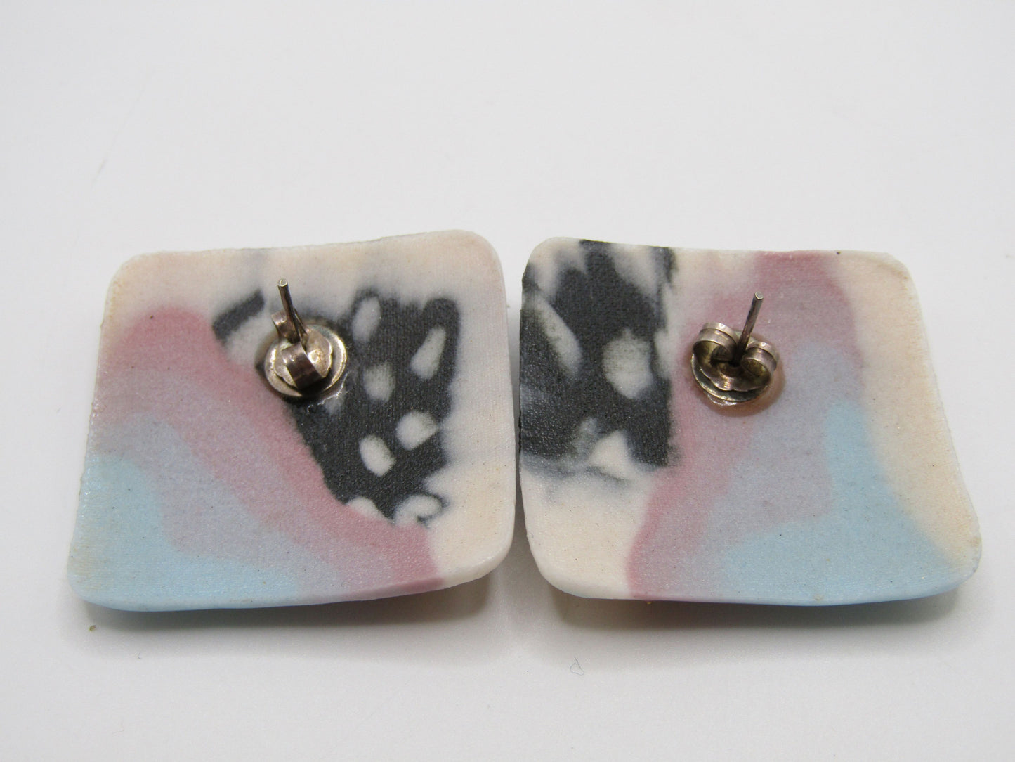 Vintage 1980's Artisan Handcrafted Ceramic Stud Earrings