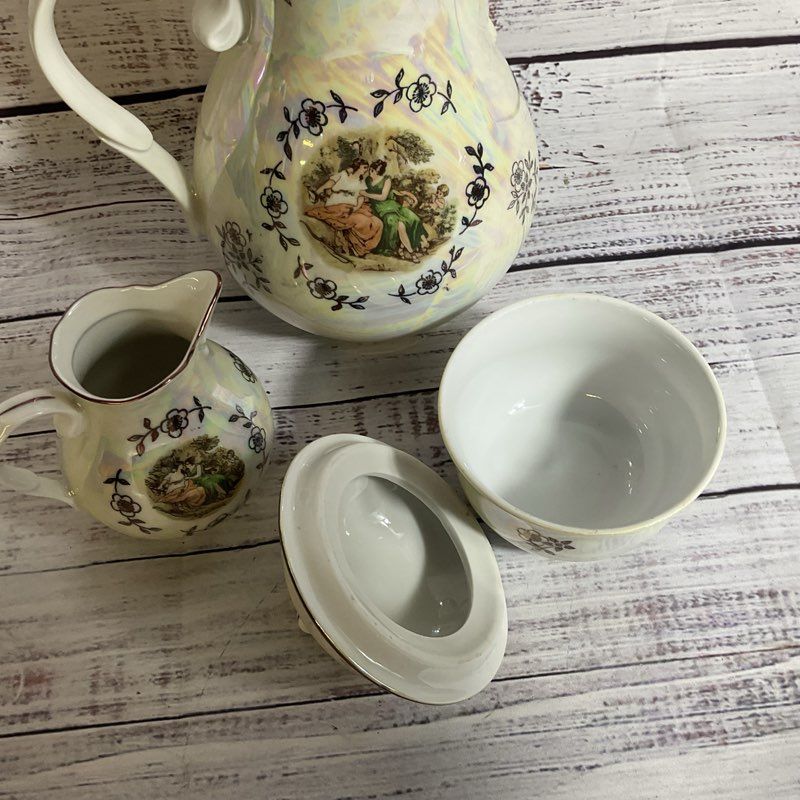 VTG. KAHLA Madonna Iridescent Tea Set (Teapot, Creamer, Sugar Bowl)