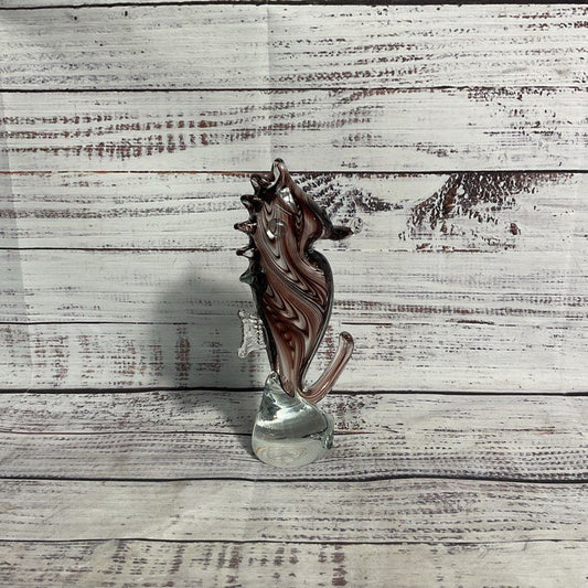 Dynasty Gallery Seahorse Purple Swirl Glass Art 7" Sculpture