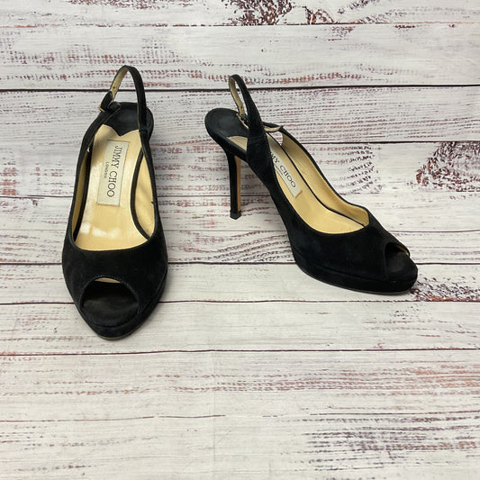 Jimmy Choo Black Suede Slingback Heel Women Size 4.5