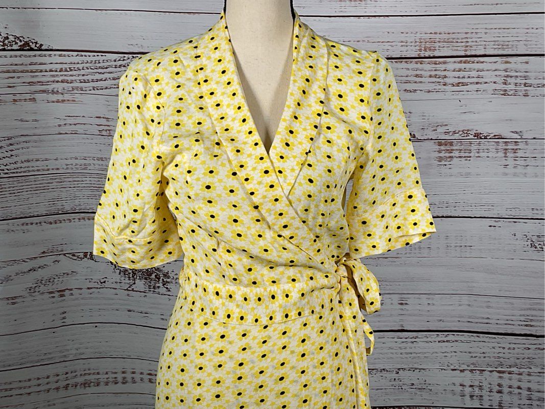 NWT GANNI Women's Maize Wrap Crepe Dress- SZ 36